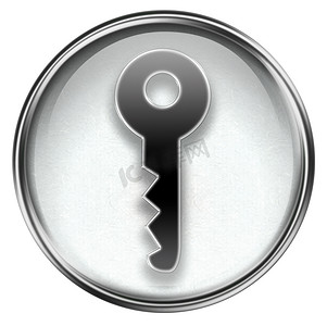 钥匙图标灰色，隔离在白色背景上。