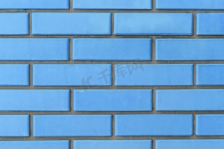 淡蓝色的砖砌块墙体纹理背景砖砌
