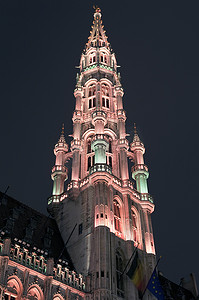 布鲁塞尔市政厅塔在比利时。