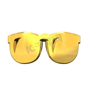 3d效果眼镜摄影照片_金色 3D 眼镜