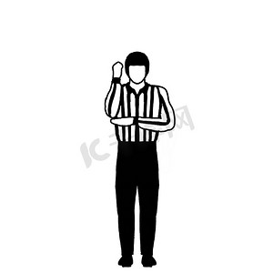 手势信号摄影照片_冰球官员或裁判手势信号绘图黑白