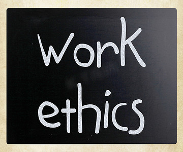 “”“职业道德””用白色粉笔在黑板上手写”