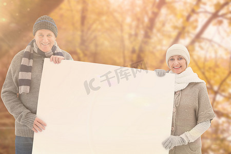 冬季情侣展示海报的合成图像