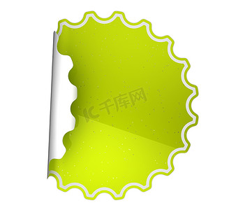 商品设计标签摄影照片_白色上的绿色斑点贴纸或标签