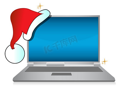 白色圣诞假期笔记本电脑销售插画设计