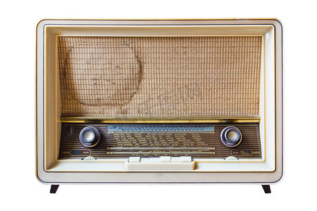 孤立在白色背景上的老式收音机