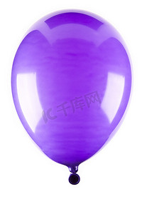 充满活力的紫色气球隔离在白色