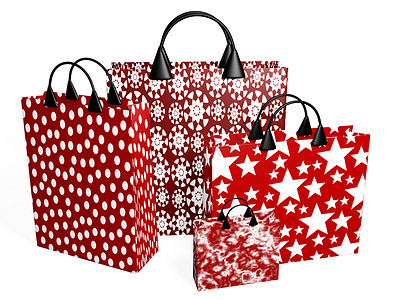 产品购物袋摄影照片_大胆印花的红色购物袋