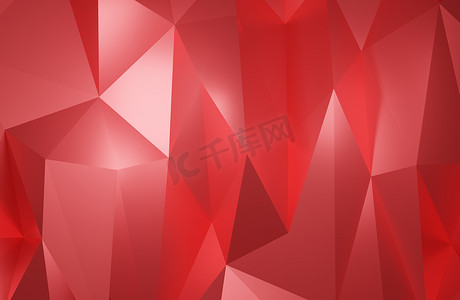 红色三角形摄影照片_抽象几何图案背景多边形红色三角形 3d 渲染