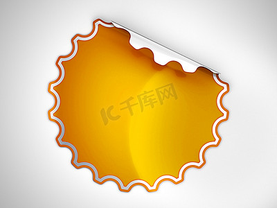 商品设计标签摄影照片_橙色圆形 hamous 贴纸或标签