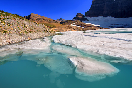 冰池塘摄影照片_格林内尔冰川池塘 - 蒙大拿州