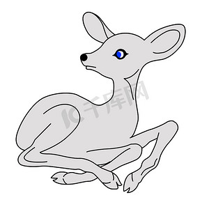 动物小插图摄影照片_插图白色背景上的小鹿