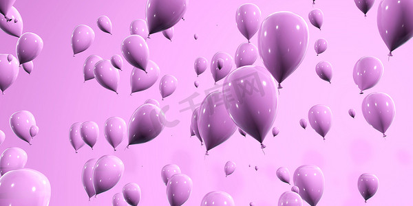 粉色紫色气球背景 3d 渲染