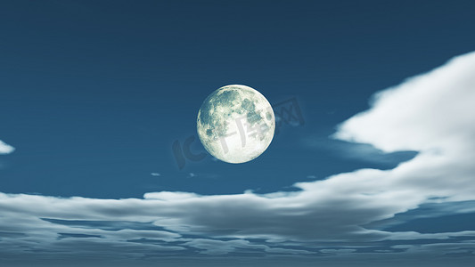 夜空中的星摄影照片_夜空中的满月