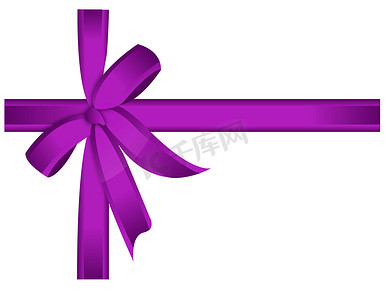 十字丝带摄影照片_紫色十字丝带和蝴蝶结。