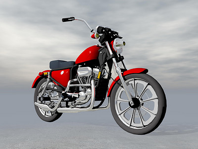 红色摩托车 - 3D 渲染