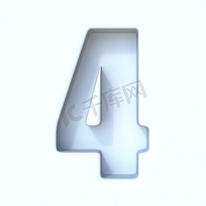 4艺术字摄影照片_白洞阴影字体编号 4 四个 3D
