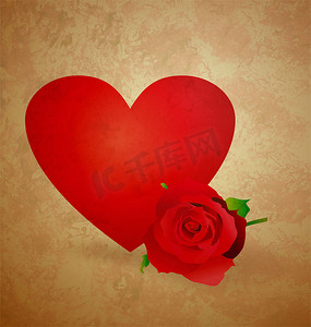 wintage摄影照片_“红色的心 wintage xtyle 情人节插图为爱，ro”