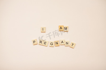 健康家庭海报摄影照片_铭文“我怀孕了”