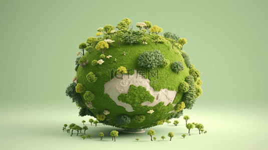 地球立体背景图片_3D立体绿色环保节能地球