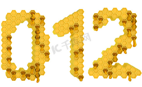 honey字体摄影照片_Honey 字体 0 1 和 2 数字隔离