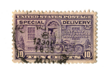 美国十美分的旧邮票