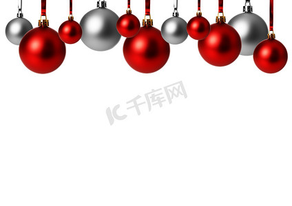 彩贝摄影照片_圣诞节，圣诞装饰品红色和灰色
