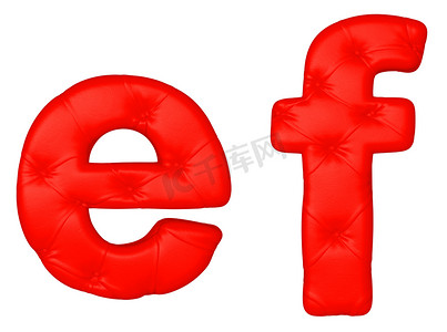 豪华红色皮革字体 E F 字母