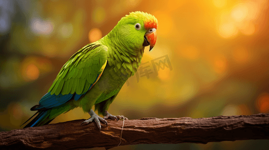 鹦鹉免抠图下载摄影照片_一只绿鹦鹉坐在树枝上