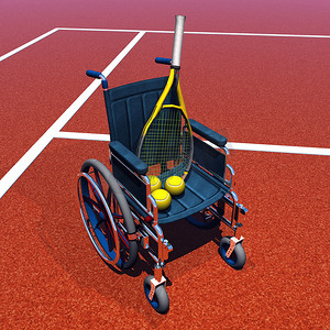 残疾人网球 — 3D 渲染