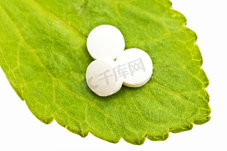 stevia摄影照片_Stevia rebaudiana, 支持糖, 片剂