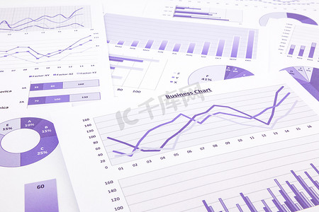紫色商业图表、图表、数据和报告总结回来