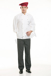 白背景前身穿各式服装的主厨营养师