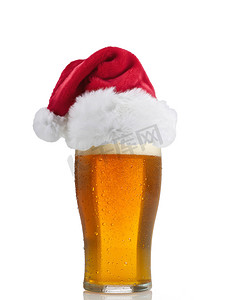圣诞老人帽子与啤酒