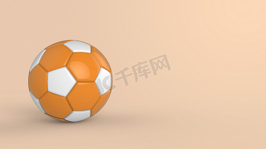 足球联赛展板摄影照片_橙色足球塑料皮革金属织物球隔离在黑色背景上。