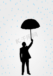 雨中撑伞