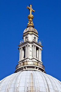 金色十字架摄影照片_伦敦圣保罗大教堂