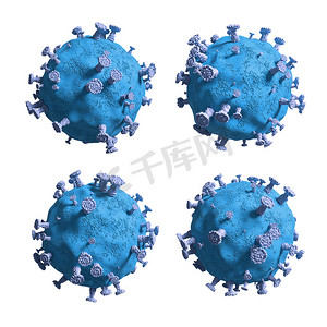 艾滋病疫苗摄影照片_在白色背景 3D 渲染器上分离的冠状病毒或 Covid-19