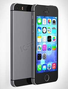 iphone手机白色摄影照片_Apple iPhone 5s 显示带有 iOS7 的主屏幕