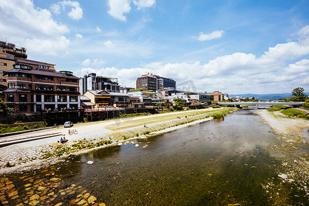 日本京都的加茂河景