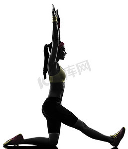 锻炼健身平衡的女人伸展锻炼剪影