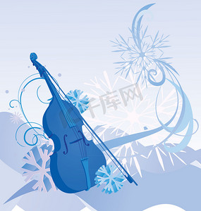 复古小提琴冬季插画