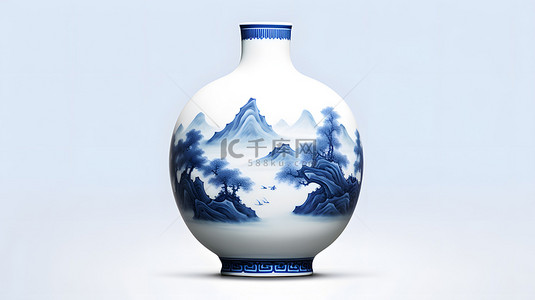 传统中国风文化背景图片_中国风青花瓷瓷器山水背景