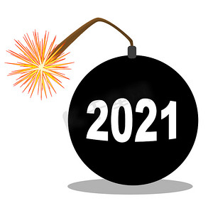 卡通球形摄影照片_卡通 2021 新年炸弹