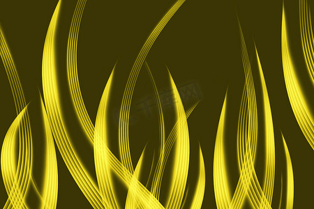抽象线条和波浪黄色背景