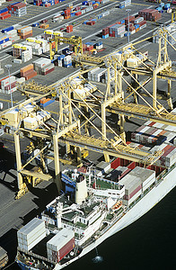 在码头悉尼澳大利亚的鸟瞰图集装箱船