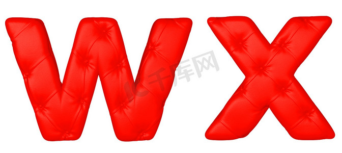 豪华红色皮革字体 W X 字母