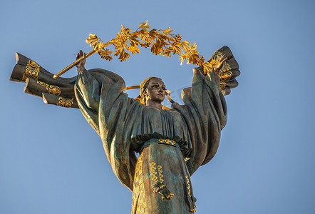 独立纪念碑在基辅，乌克兰