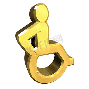金色通用轮椅符号 (3d)