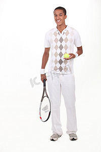 工作室里一名男网球运动员的画像